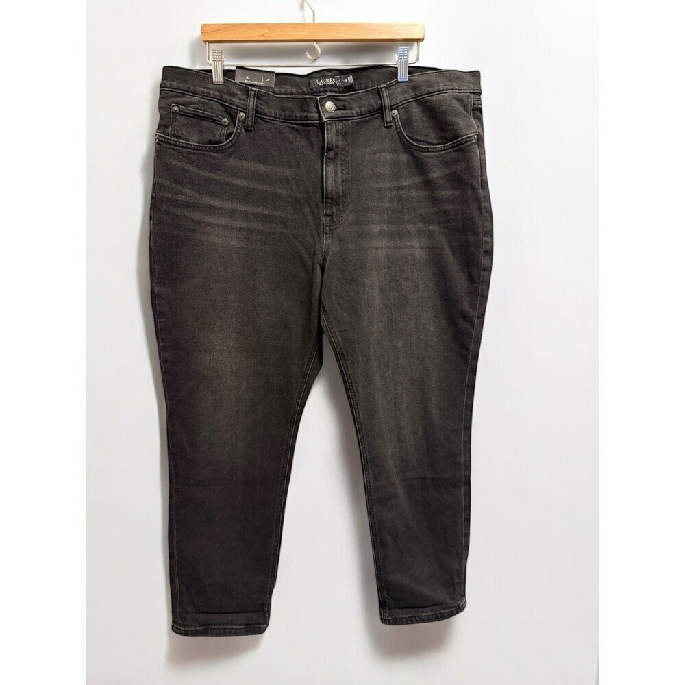 Lauren Ralph Lauren Women's Relaxed Tapered Ankle Jeans Black Size 18‎ New NWT